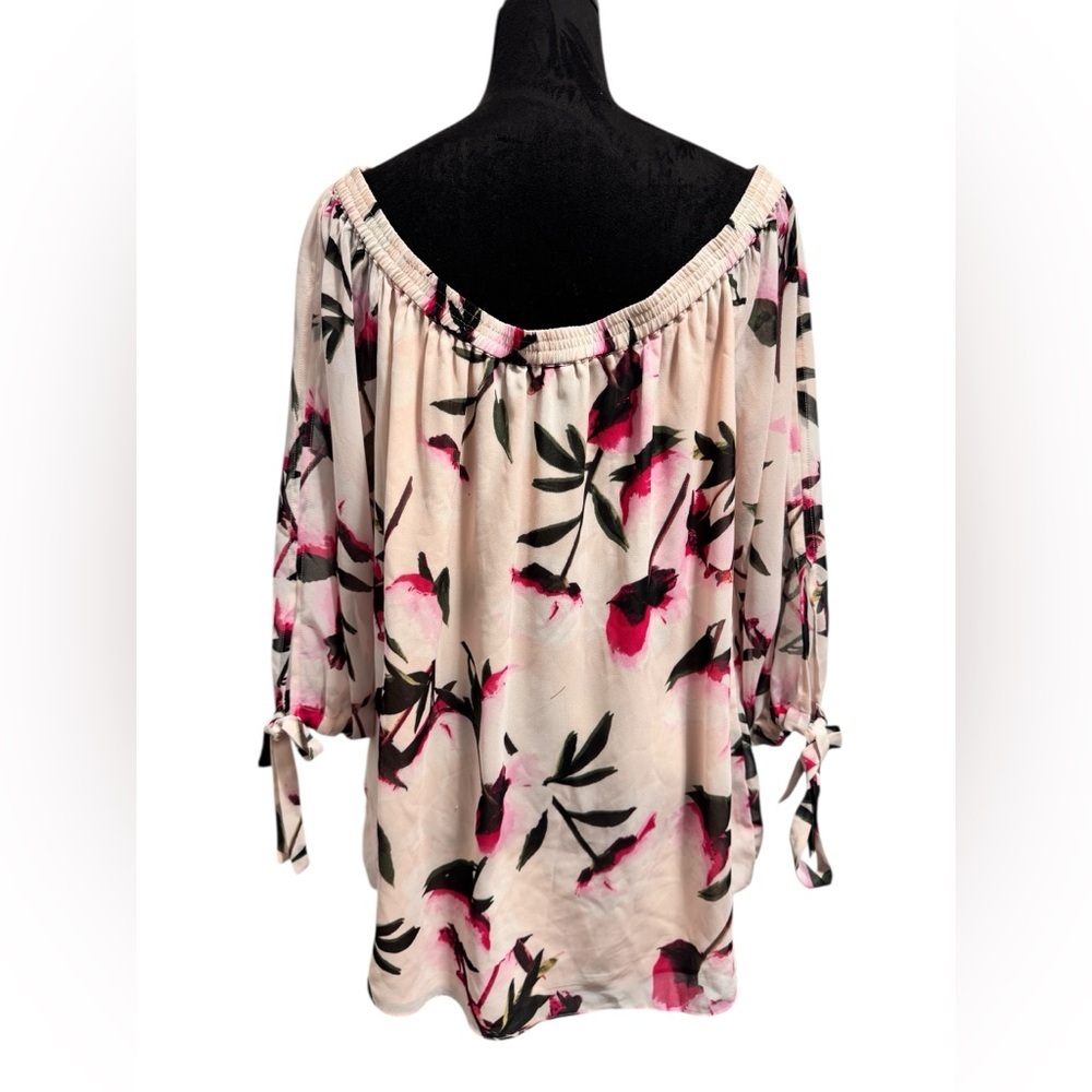 Le Chateau Floral Off Shoulder Blouse Pink - Picture 3 of 13